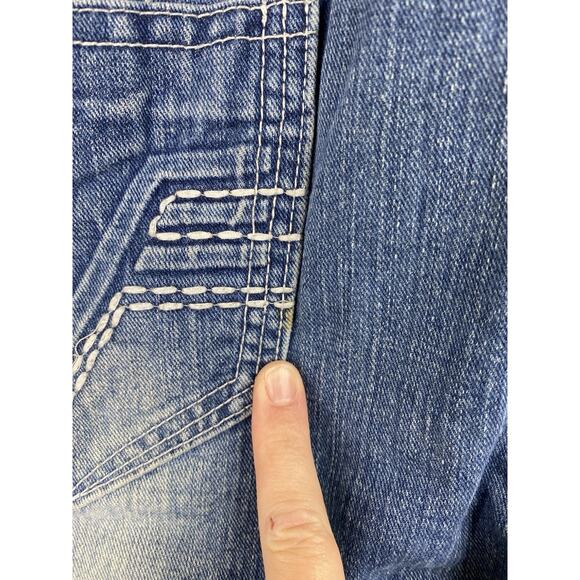 Modern Culture Distressed Destroyed Jeans Men's Size 38/32 Embroidered Pockets - Picture 12 of 13